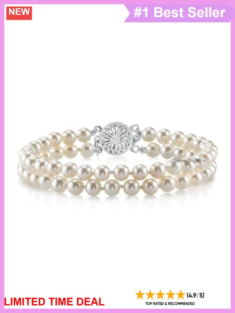 AAAA Freshwater Pearl Bracelet, 5-5.5mm, Sterling Silver Clasp, 8.5 Inch